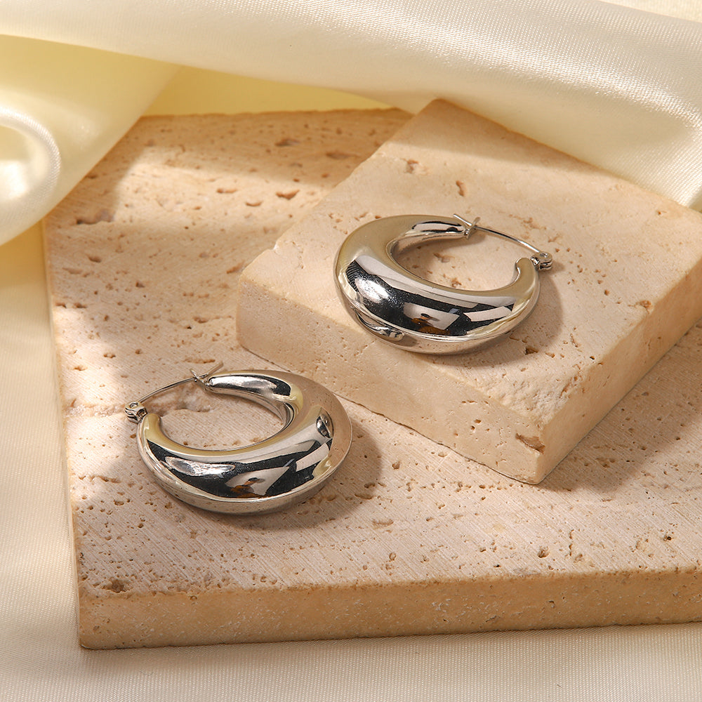 Moon Hoops Premium Earrings - 18K Gold Plated