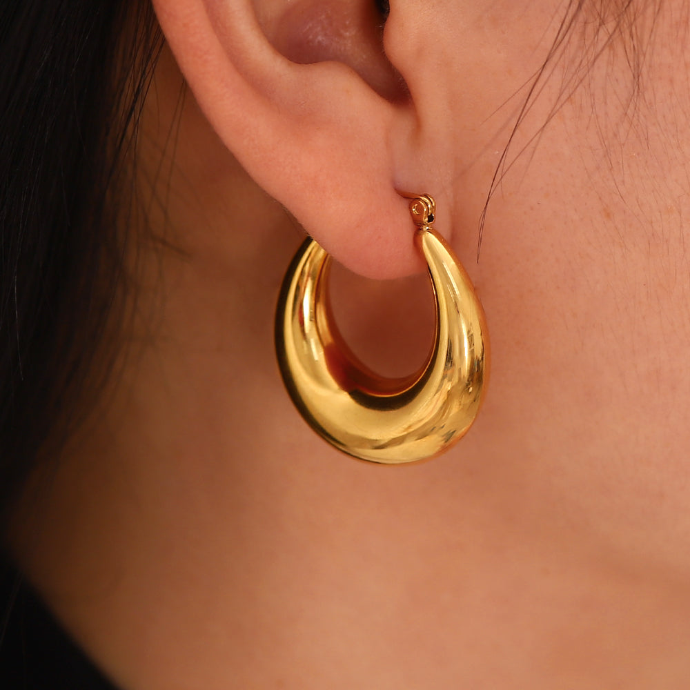 Moon Hoops Premium Earrings - 18K Gold Plated