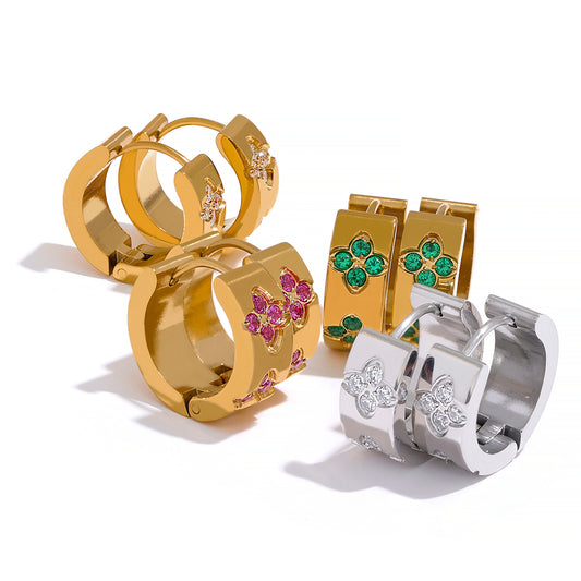 Clover Huggies  Premium Earrings - 18K Gold Plated