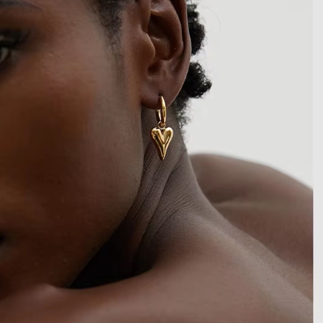 Heart Hoops & Stud Premium Earrings - 18K Gold Plated