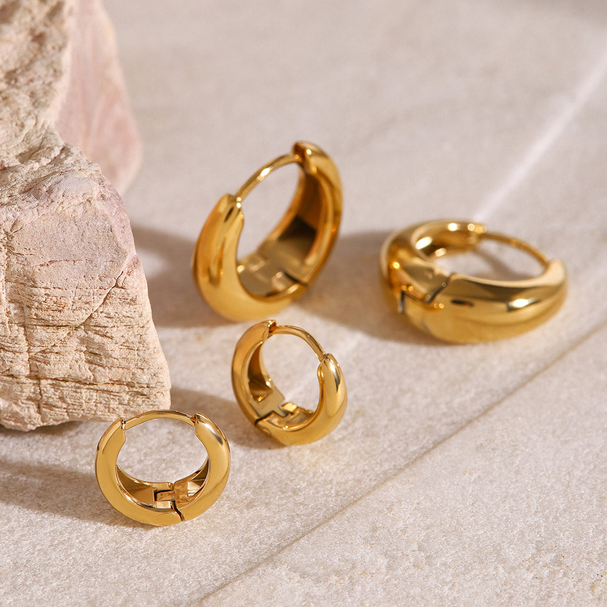 Risa Classic Hoops Premium Earrings - 18K Gold Plated