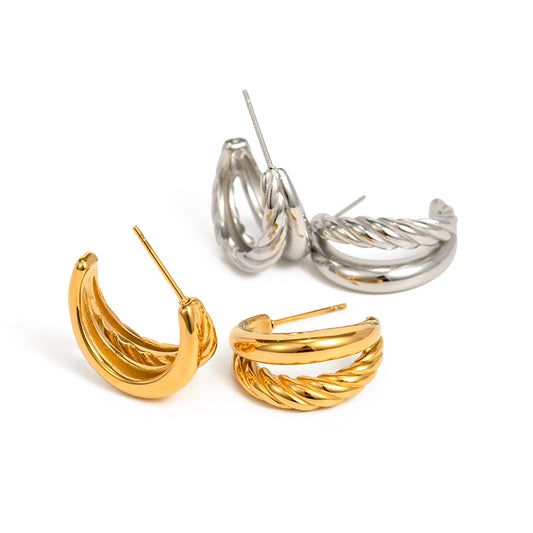 Zena Double Hoops Premium Earrings - 18K Gold Plated