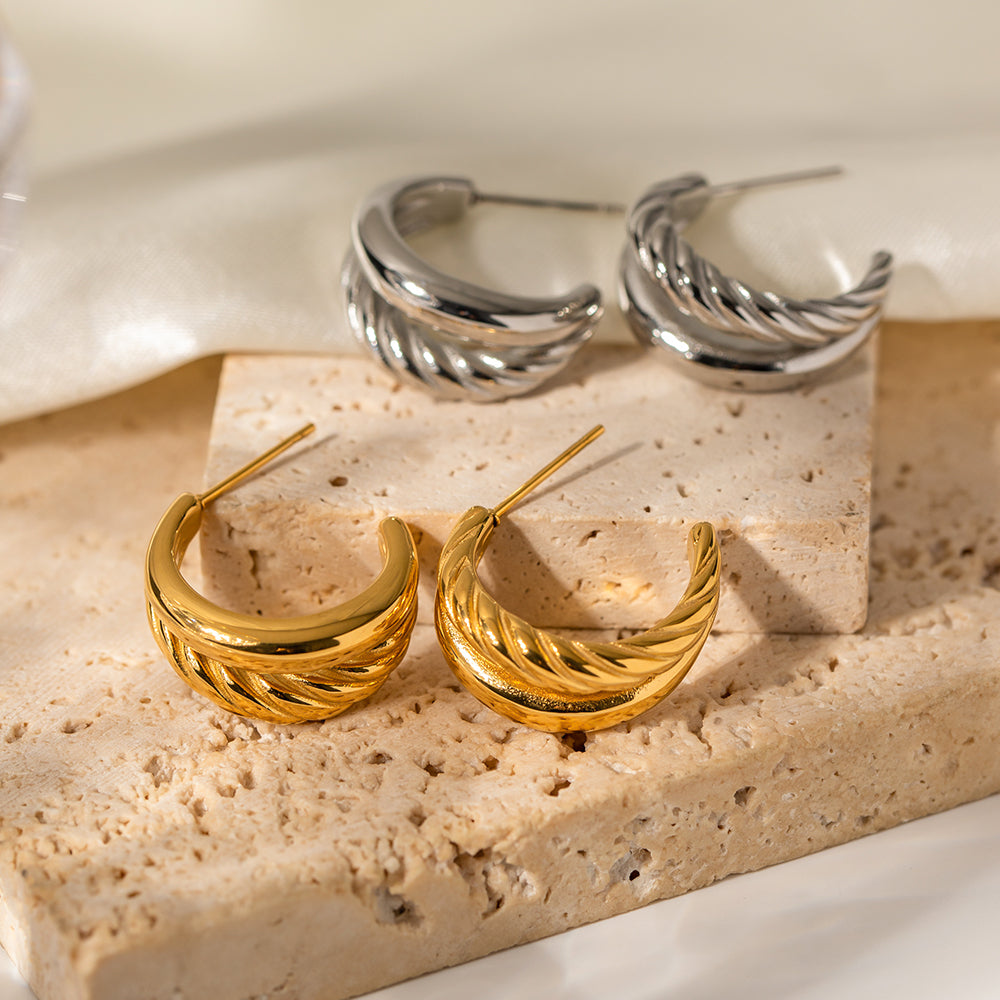 Zena Double Hoops Premium Earrings - 18K Gold Plated
