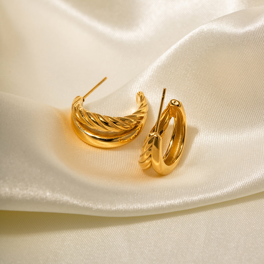 Zena Double Hoops Premium Earrings - 18K Gold Plated