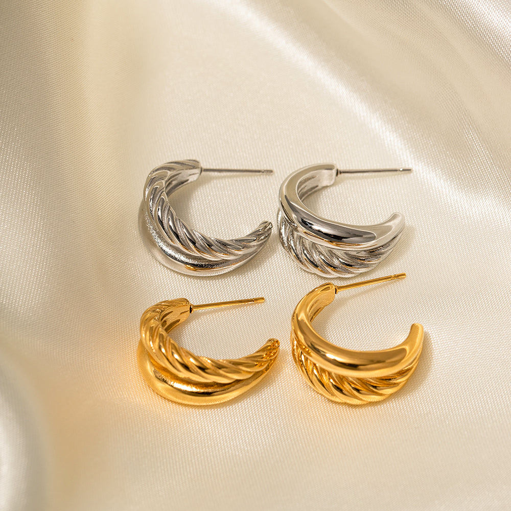 Zena Double Hoops Premium Earrings - 18K Gold Plated