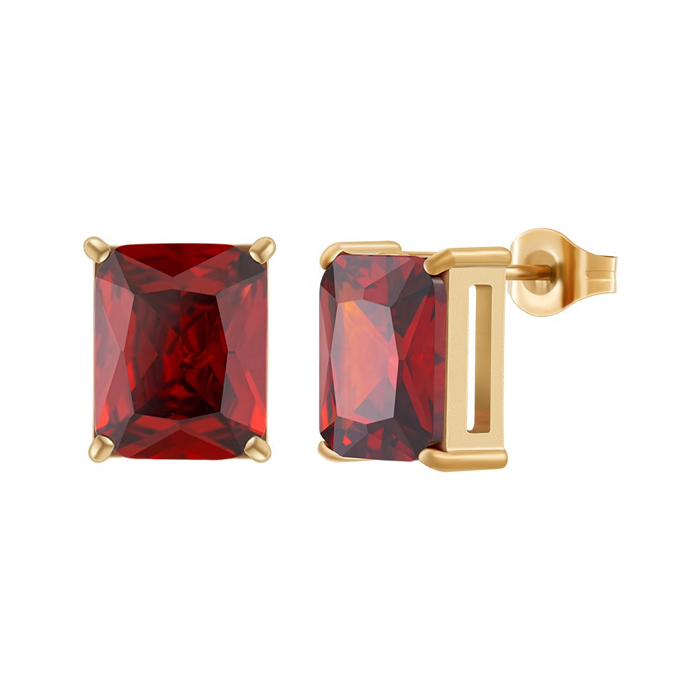 Ruby Zircon Designer Premium Earrings - 18K Gold Plated