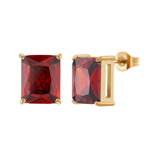 Ruby Zircon Designer Premium Earrings - 18K Gold Plated