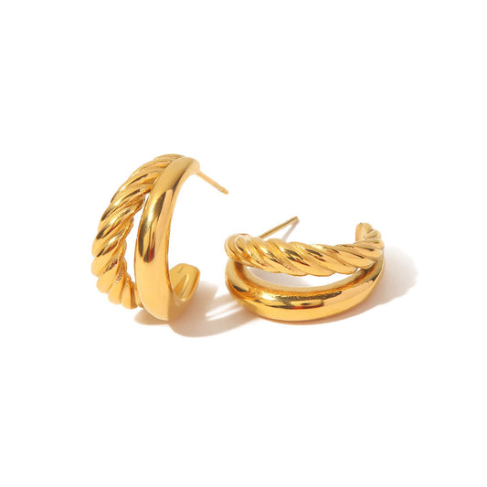 Zena Double Hoops Premium Earrings - 18K Gold Plated
