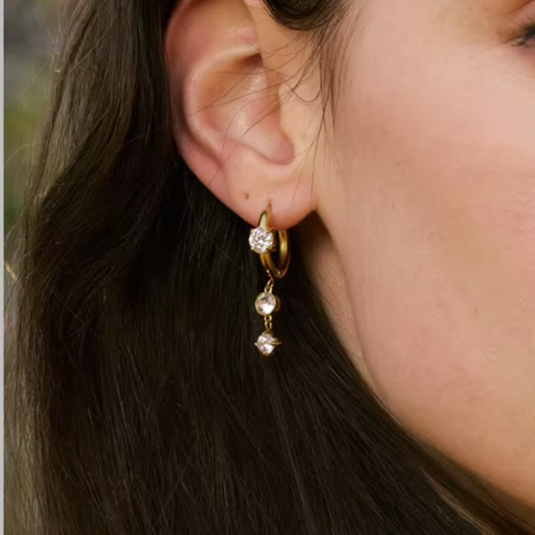 Aria Huggie Premium Earrings - 18K Gold Plated