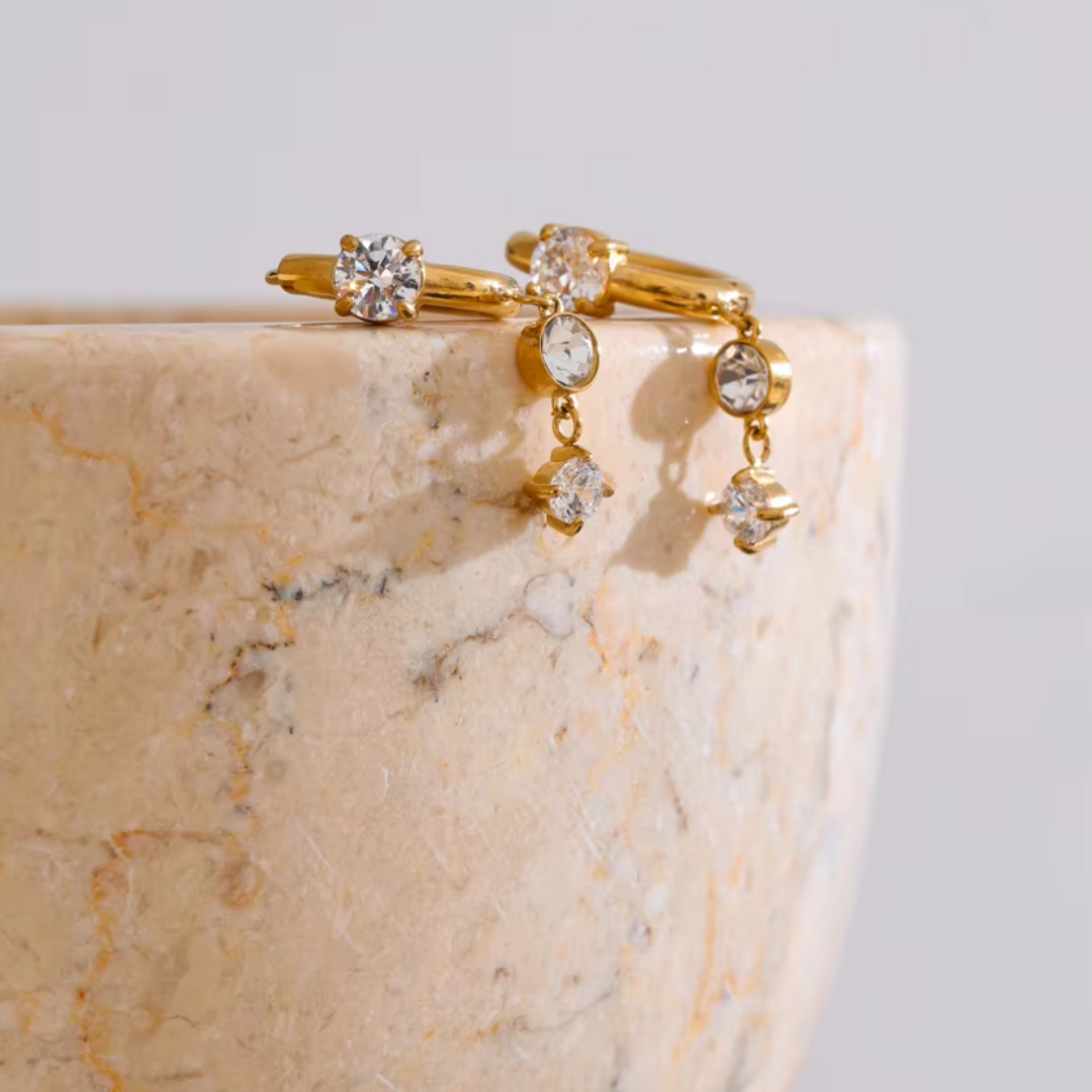 Aria Huggie Premium Earrings - 18K Gold Plated