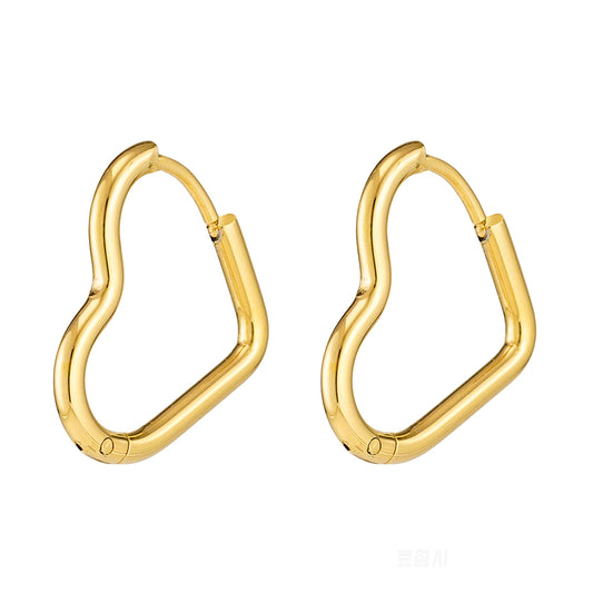Gilded Heart Hoop Designer Premium Earrings - 18K Gold Plated