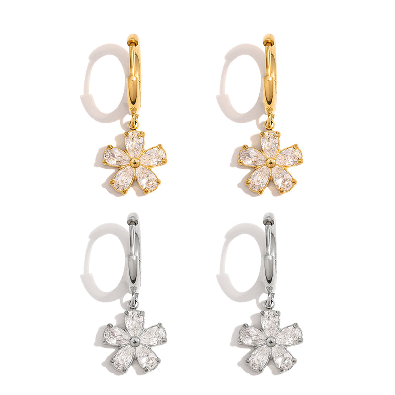 Bree Flora Hoop Premium Earrings - 18K Gold Plated