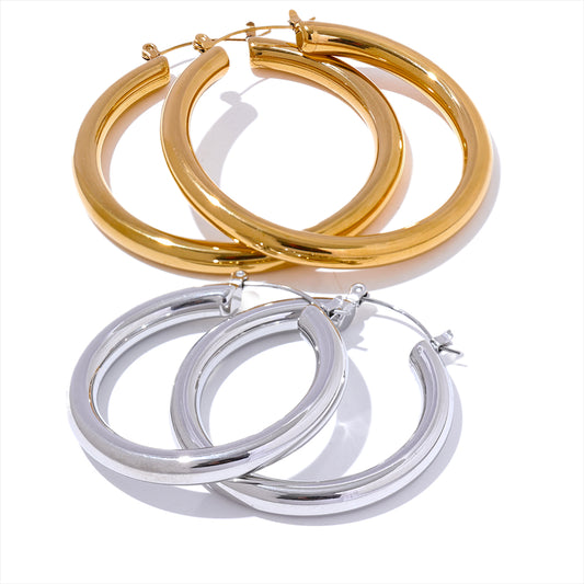 Rae Hoops Premium Earrings - 18K Gold Plated