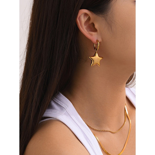Hex Drop Hoop Designer Premium Earrings - 18K Gold Plated