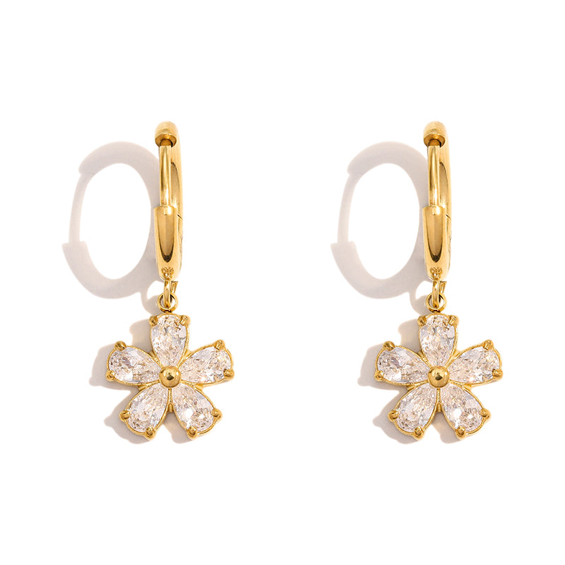 Bree Flora Hoop Premium Earrings - 18K Gold Plated
