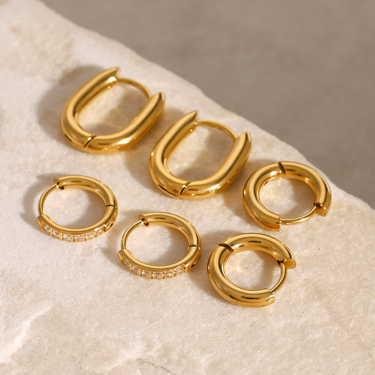 Teya Classic Hoops Set Premium Earrings - 18K Gold Plated