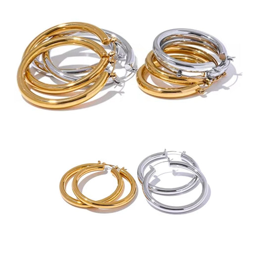 Rae Hoops Premium Earrings - 18K Gold Plated