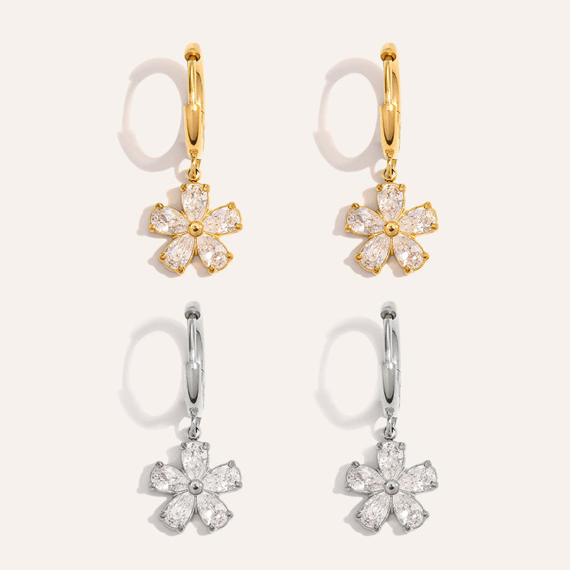 Bree Flora Hoop Premium Earrings - 18K Gold Plated