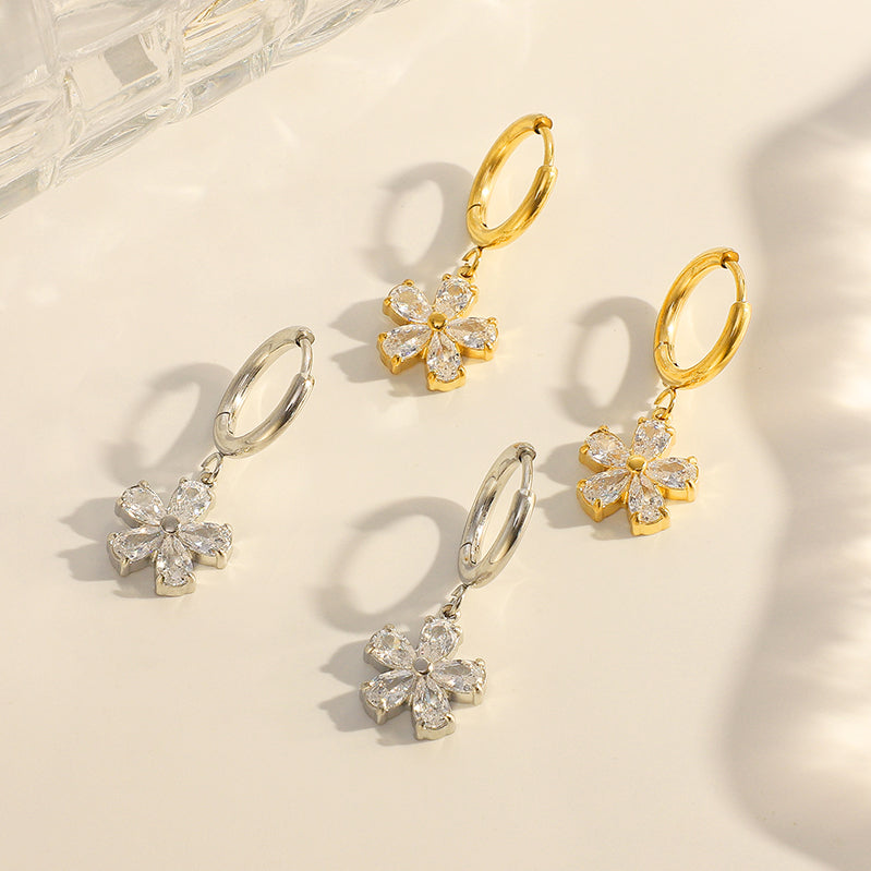 Bree Flora Hoop Premium Earrings - 18K Gold Plated