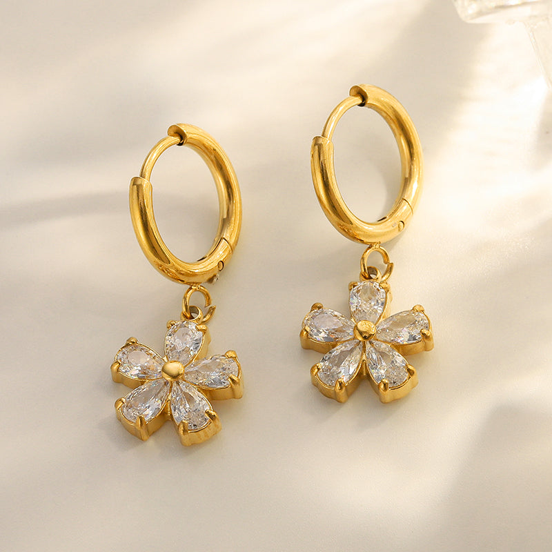 Bree Flora Hoop Premium Earrings - 18K Gold Plated