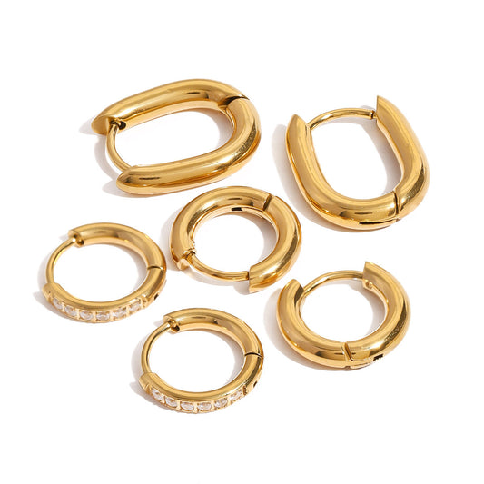 Teya Classic Hoops Set Premium Earrings - 18K Gold Plated