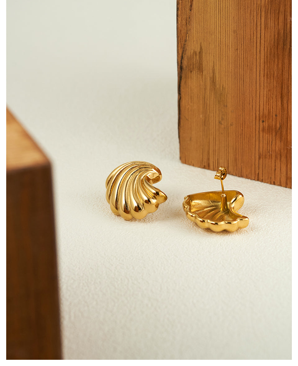 Oceans Echo Designer Stud Premium Earrings - 18K Gold Plated