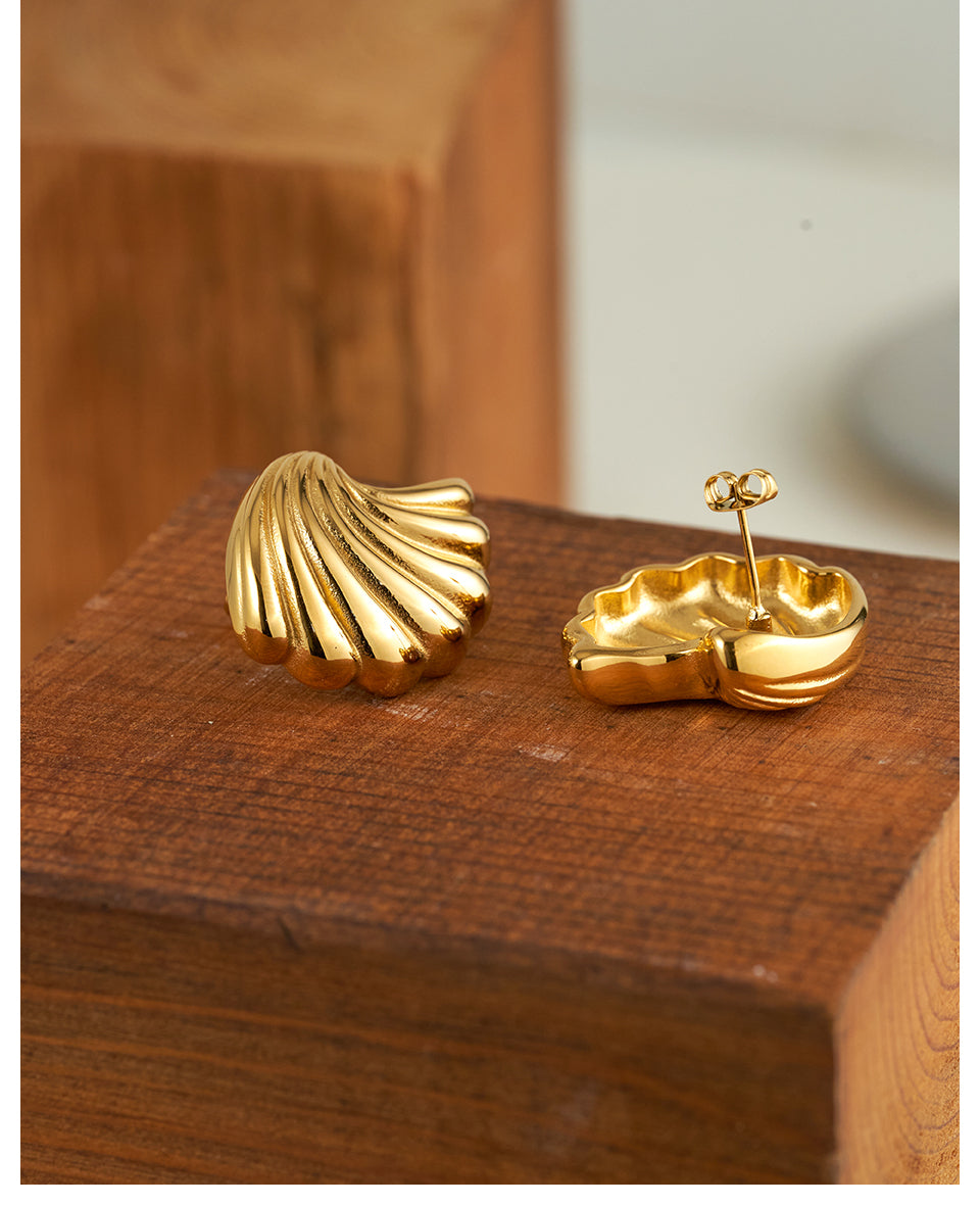 Oceans Echo Designer Stud Premium Earrings - 18K Gold Plated