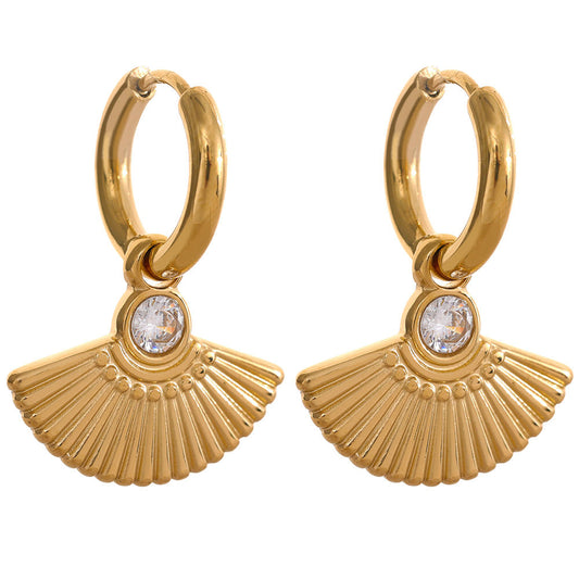 Fan Huggie Premium Earrings - 18K Gold Plated