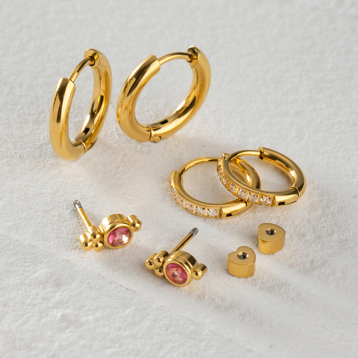 Nomi Classic Hoops Set Premium Earrings - 18K Gold Plated