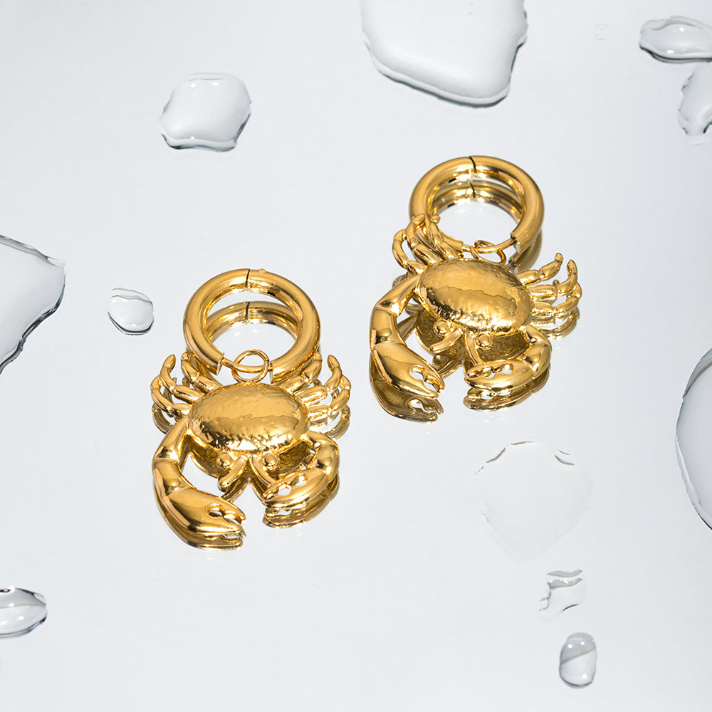 Crabby Day Anyone Hoop Premium Earrings - 18K Gold Plated