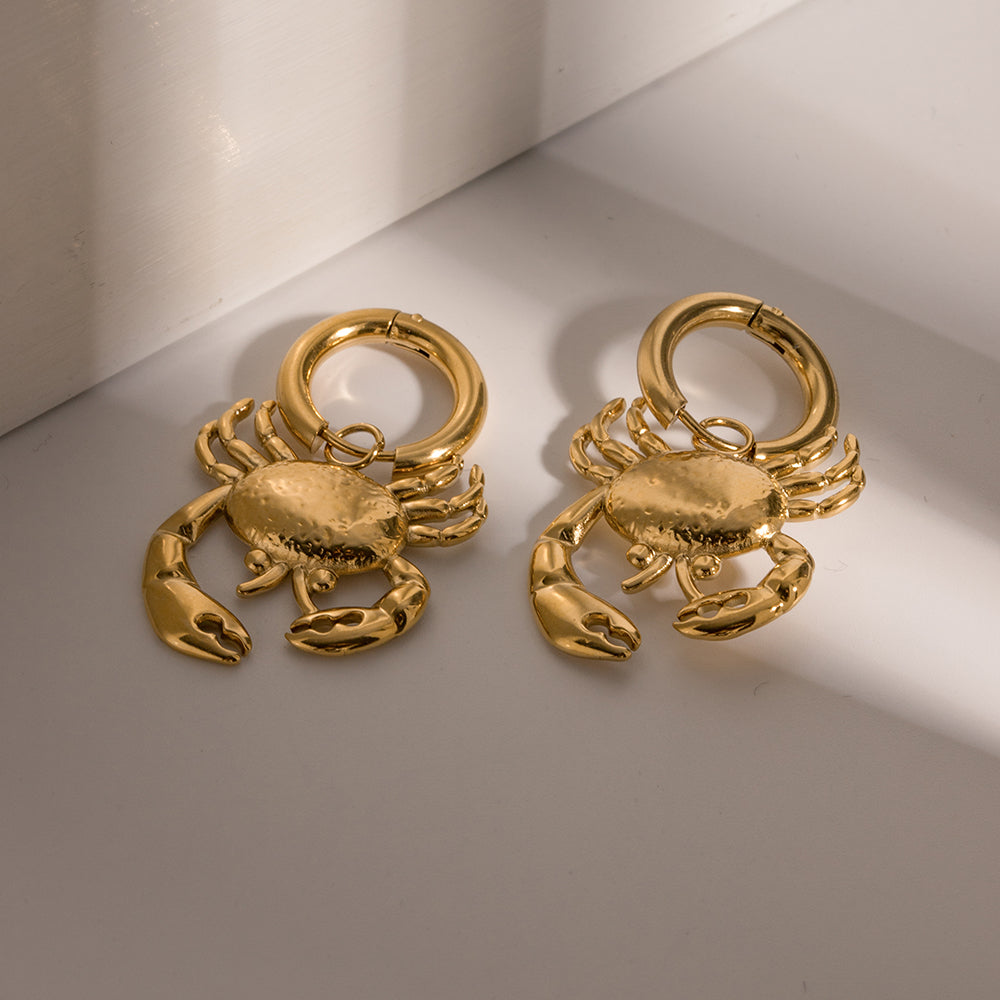Crabby Day Anyone Hoop Premium Earrings - 18K Gold Plated