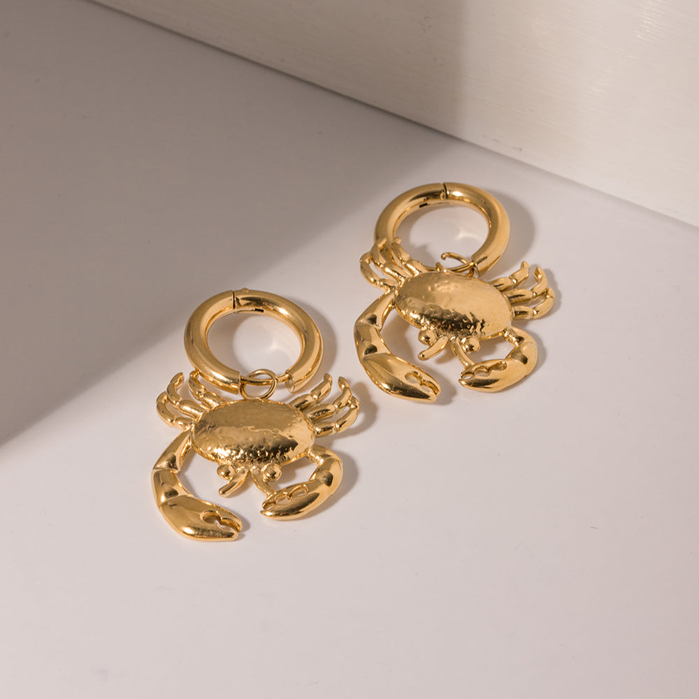Crabby Day Anyone Hoop Premium Earrings - 18K Gold Plated