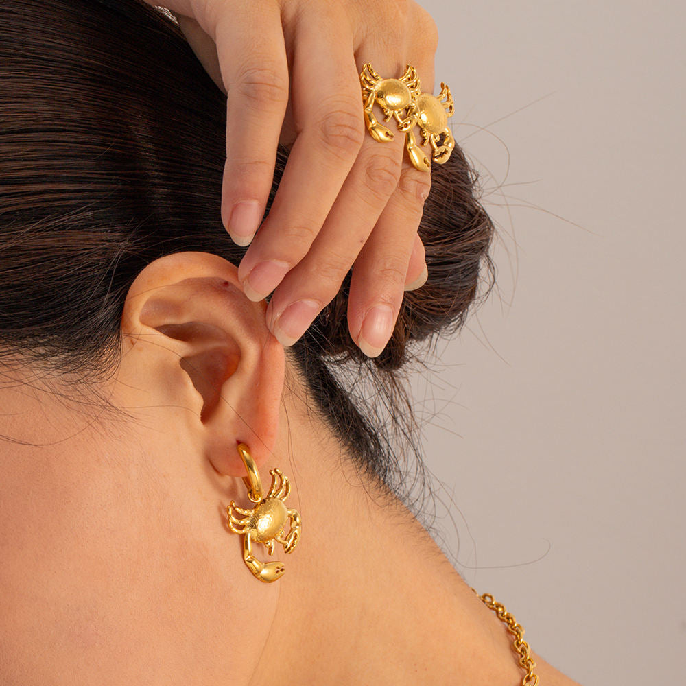 Crabby Day Anyone Hoop Premium Earrings - 18K Gold Plated