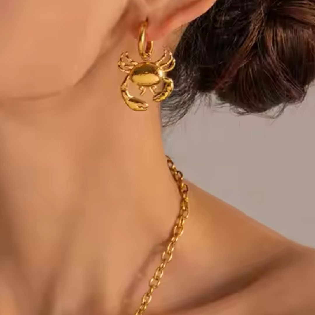 Crabby Day Anyone Hoop Premium Earrings - 18K Gold Plated