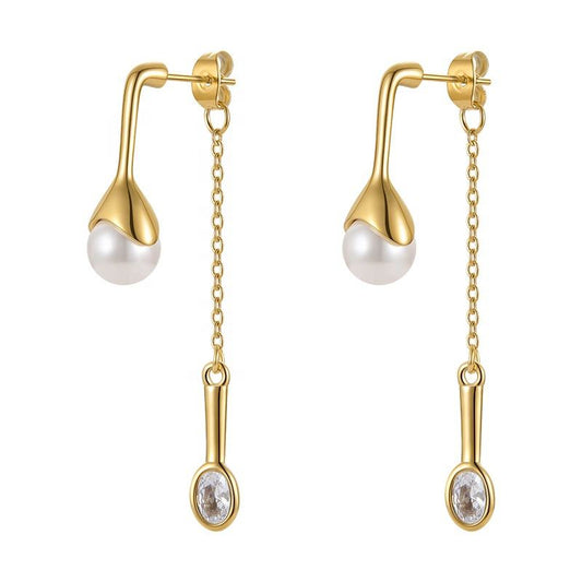 Pearl Sui Daga Designer Premium Earrings - 18K Gold Plated