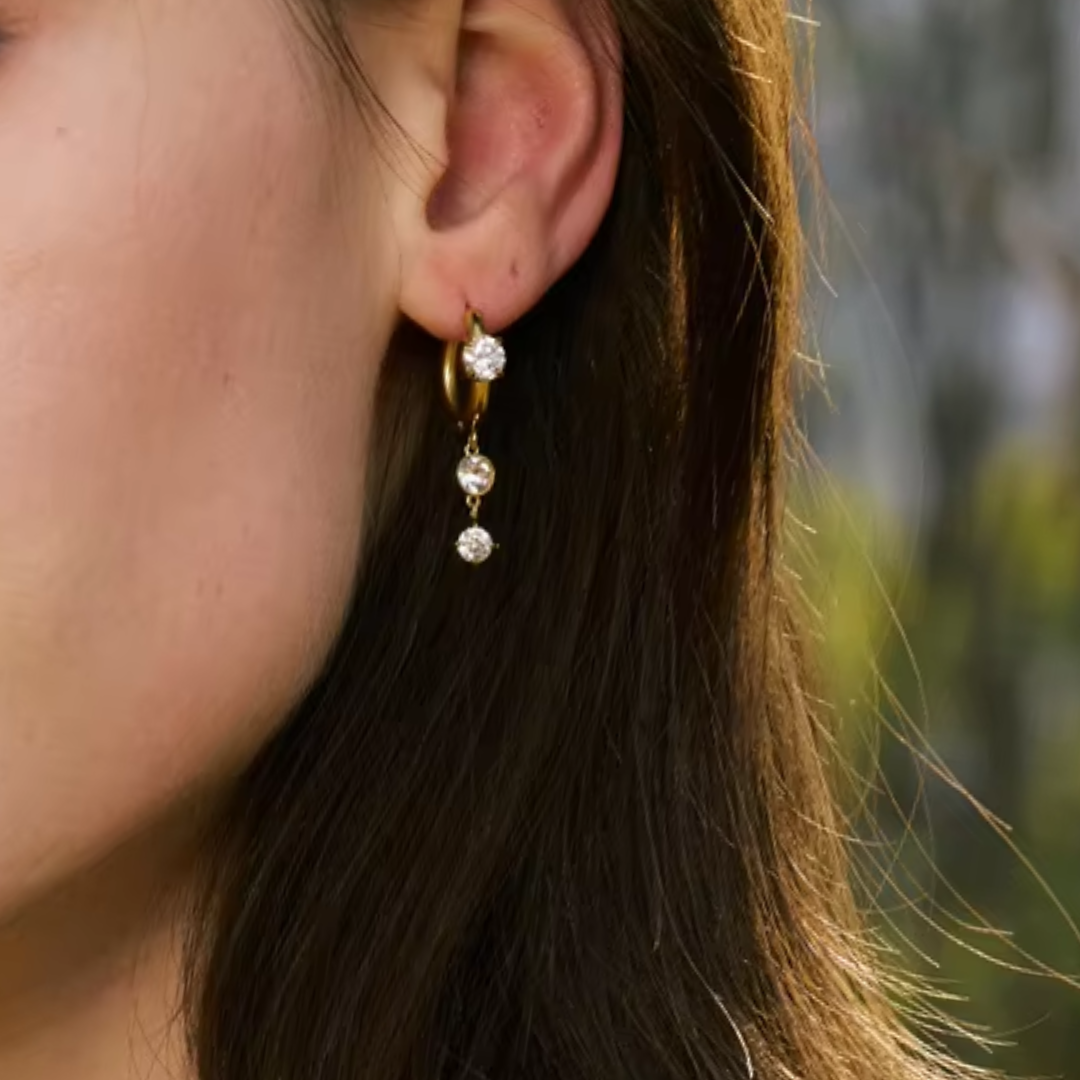 Aria Huggie Premium Earrings - 18K Gold Plated
