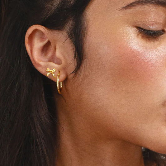 Bow & Hoops Stack Set Premium Earrings - 18K Gold Plated