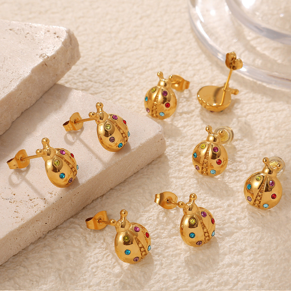Ladybug Studs Premium Earrings - 18K Gold Plated