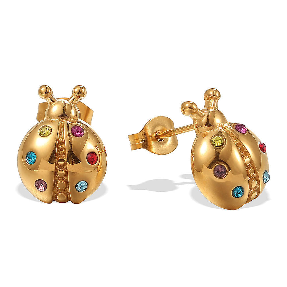 Ladybug Studs Premium Earrings - 18K Gold Plated