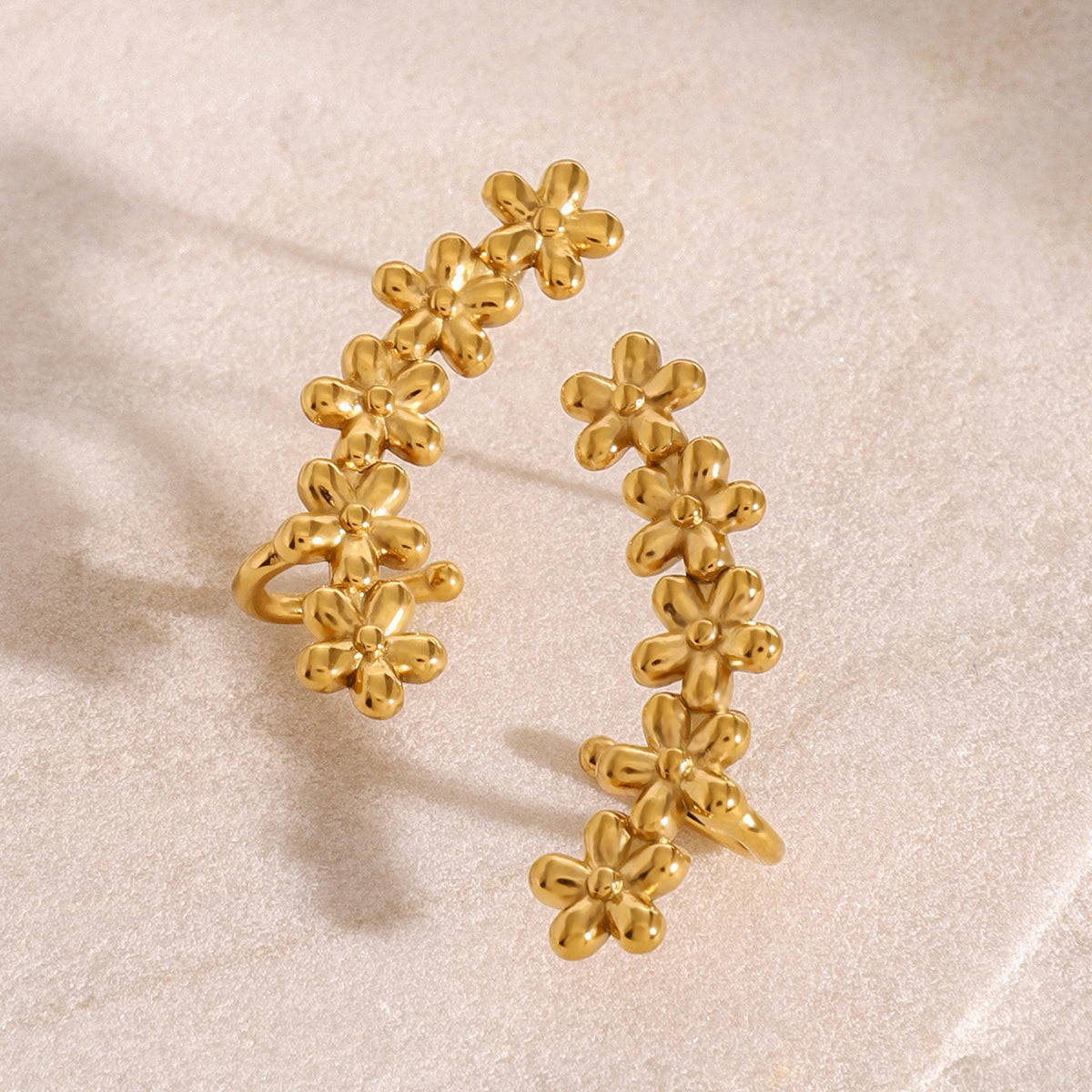 Flora Ear Climbers Premium Earrings - 18K Gold Plated