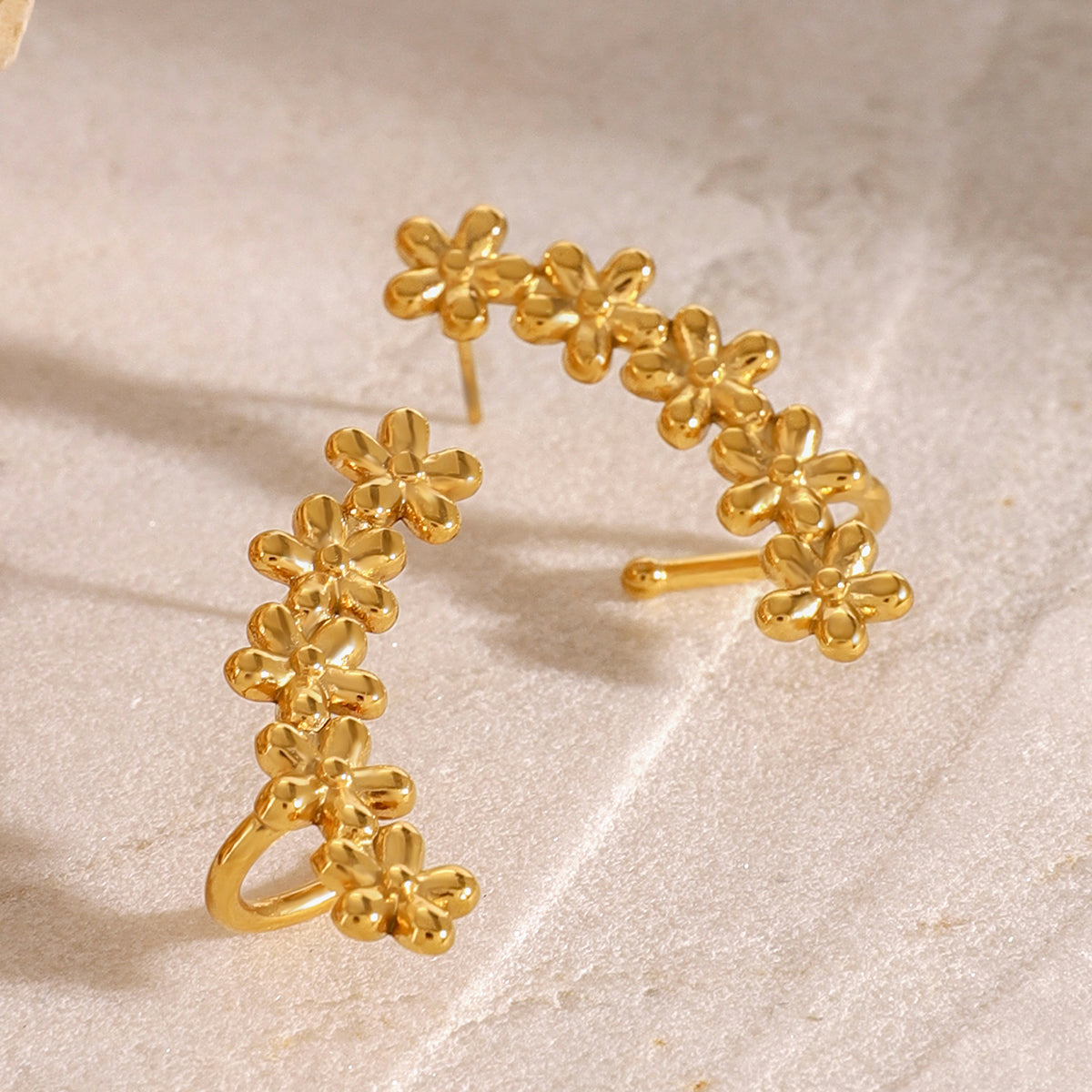 Flora Ear Climbers Premium Earrings - 18K Gold Plated