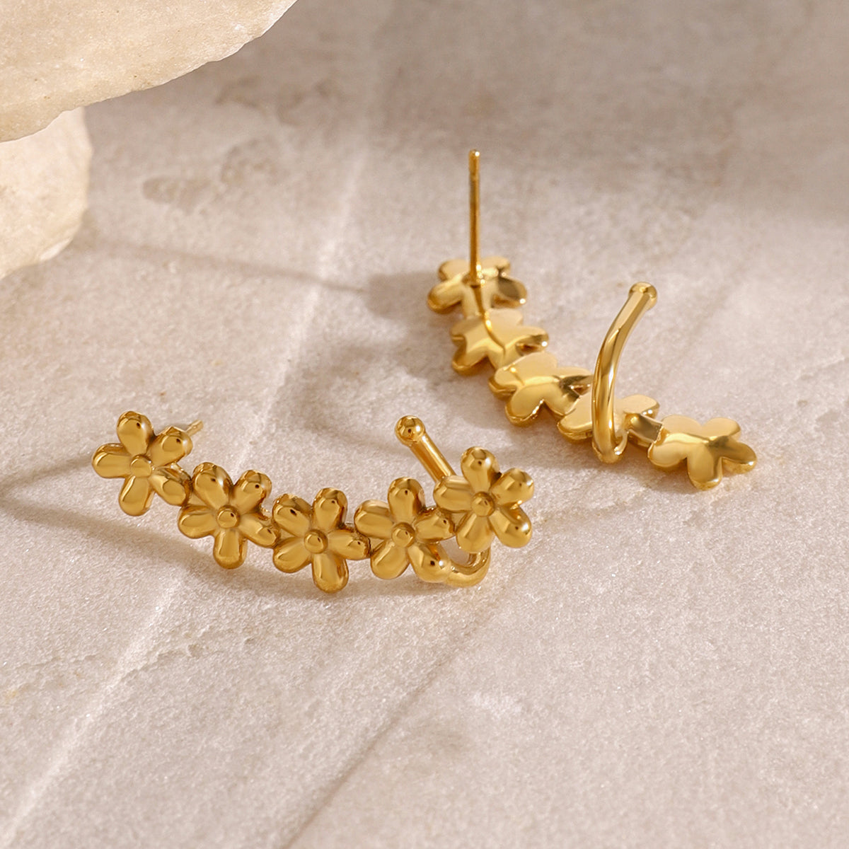 Flora Ear Climbers Premium Earrings - 18K Gold Plated