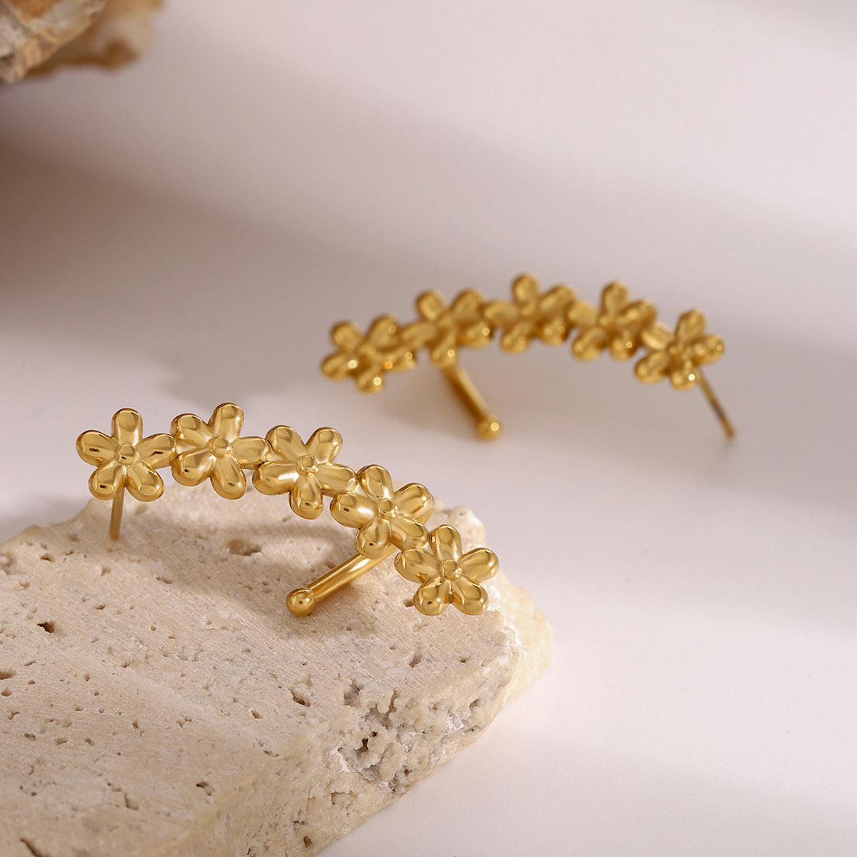 Flora Ear Climbers Premium Earrings - 18K Gold Plated