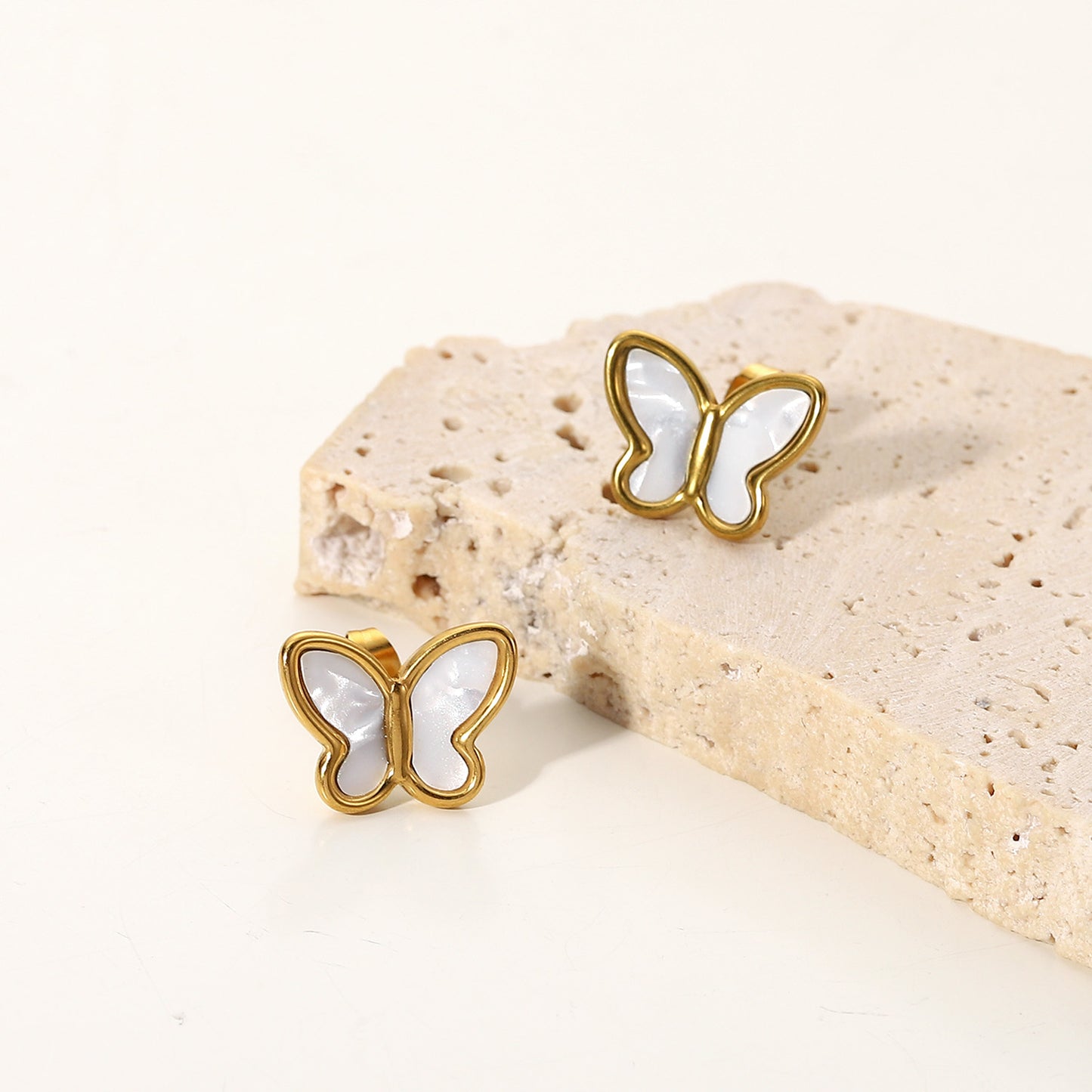 Butterfly  Stud Premium Earrings - 18K Gold Plated