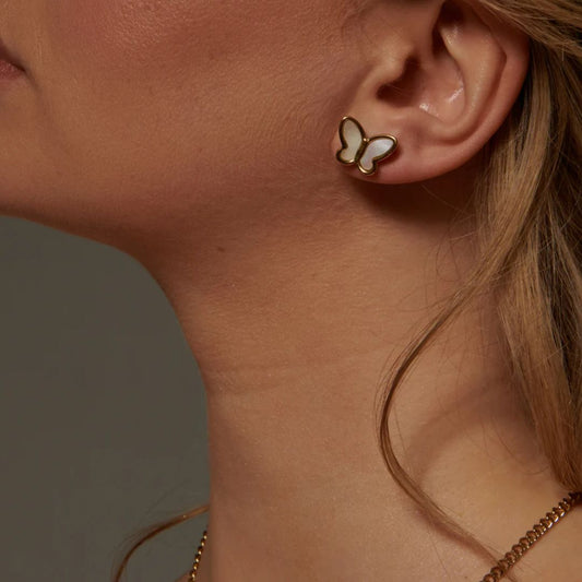 Butterfly  Stud Premium Earrings - 18K Gold Plated