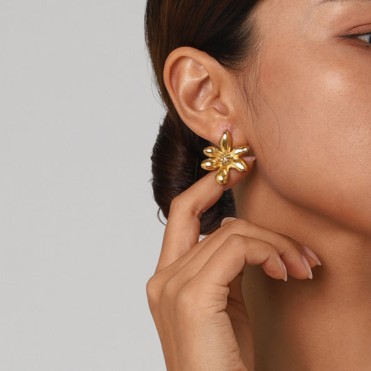 Flowers in Bloom Premium Earrings - 18K Gold Plated