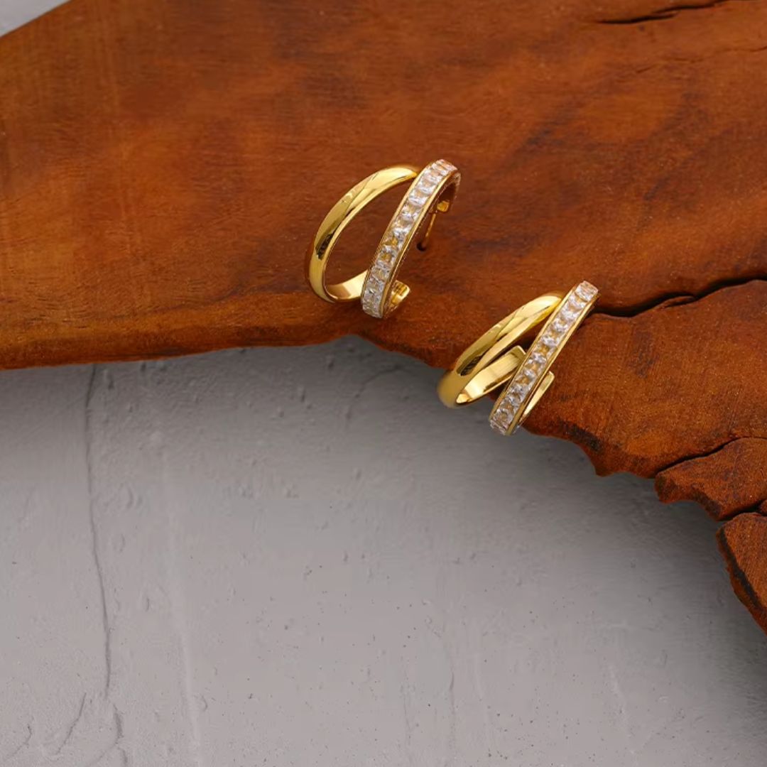Celeste Twin Premium Earrings - 18K Gold Plated