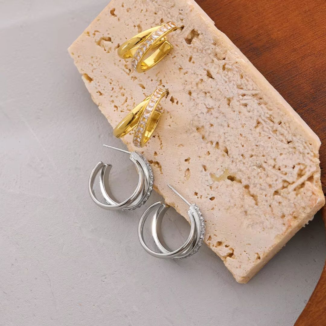 Celeste Twin Premium Earrings - 18K Gold Plated