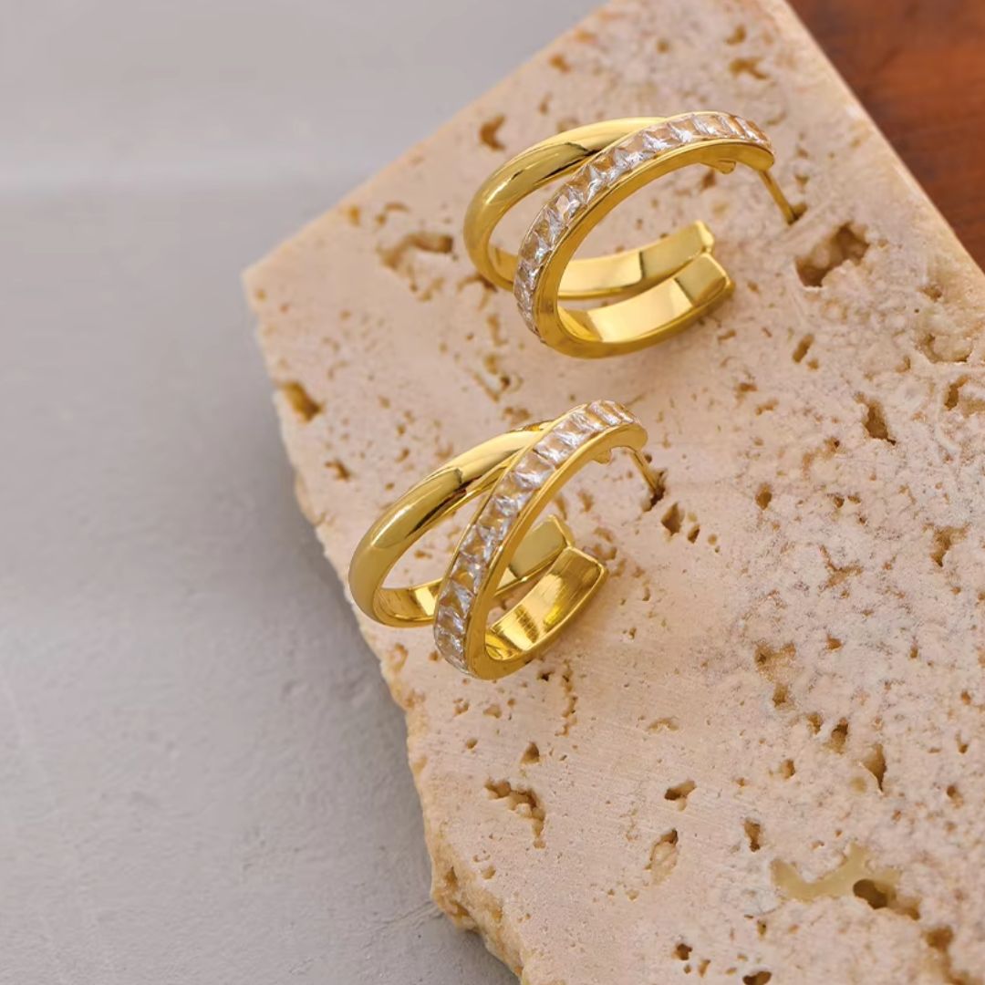 Celeste Twin Premium Earrings - 18K Gold Plated