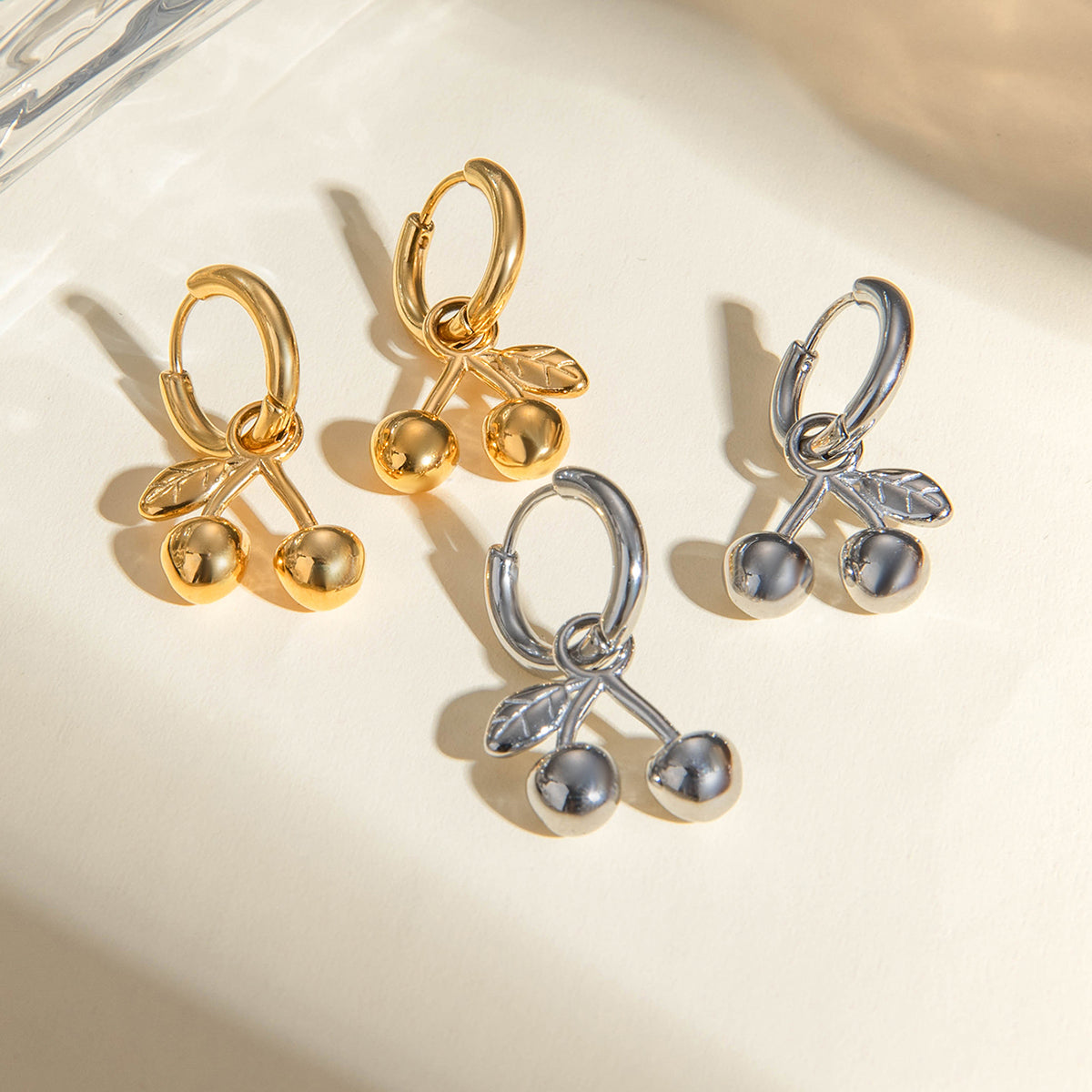 Cherry Hoops Premium Earrings - 18K Gold Plated